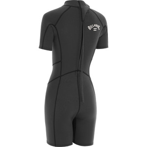 2022 Billabong Womens Launch 2mm Back Zip Shorty Wetsuit 042G19 - Antique Black